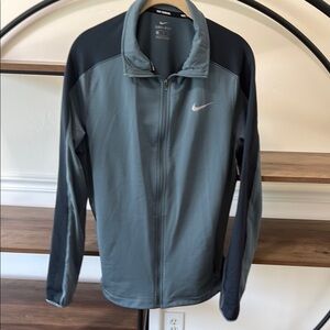 Nike Full-Zip Training Jacket - teal green/blue, thumb holes, zippered pocket.